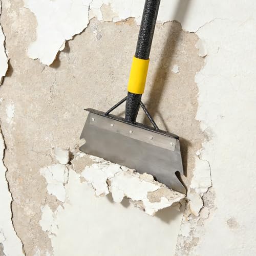 Weed Scraper Tool for Driveway Cracks, Long Handle Floor Scraper for Removing Weeds, Moss & Dirt, Heavy Duty Rustproof Metal Blade, Stand-Up Weeder for Sidewalk, Patio & Lawn Edging