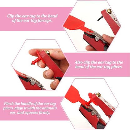 100 Pieces Ranch Animal Ear Markers Built from Gentle Yet Tough Substance Perfect for Labeling Caprine and Pigs Permanent Ear Identifiers - color: Red