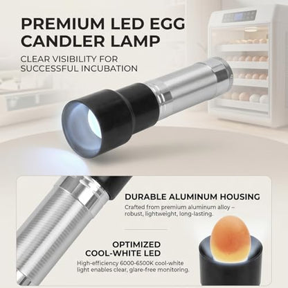LED Egg Candler Tester Lamp for Monitoring Embryo Development, Light Candling Device