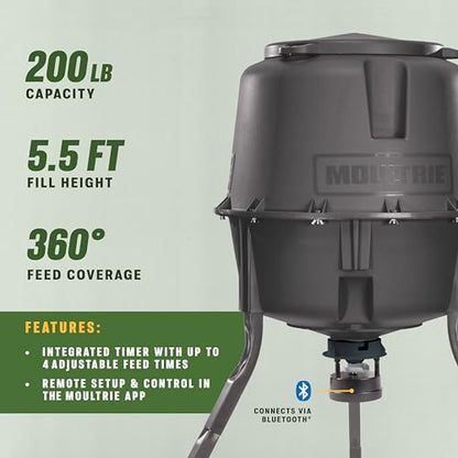 Moultrie 200 Lb Deer Feeder Standard - Bluetooth App Control, Pairs with Edge 3 for Full Remote Access, No Subscription - color: Feeder
