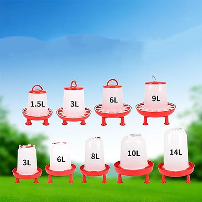 Thicken Chick Fountain Waterer Set for Outdoor Poultry Feeding Water Containers for Duck Quails Pigeons Water Fountain - size: 9KG