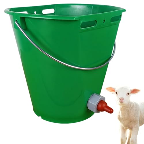 Feed Bucket, 8L Large Capacity Livestock Milk Goat Feeder with Nipple, Green Sheep Feeder & Baby Bottle Bucket for Calves, Lambs, and Kids, 1 Mouth - color: 1 Mouth