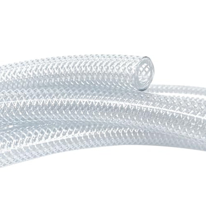 Gloxco Clear Braided PVC Tubing, Food Grade, Heavy Duty Reinforced Hose, 1/4" ID, 25 Ft Length - size: 1/4" x 25 Ft