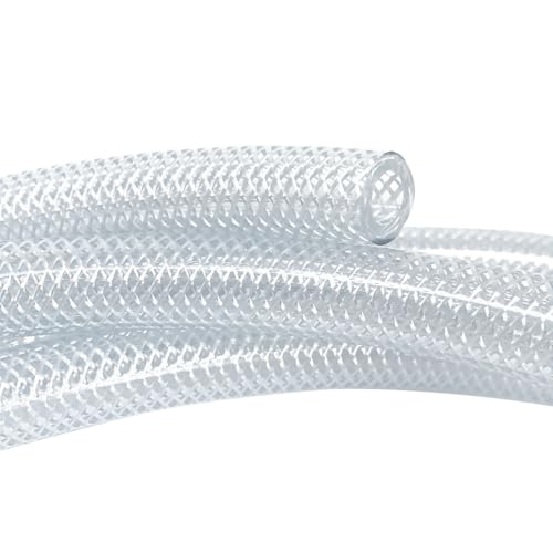 Gloxco Clear Braided PVC Tubing, Food Grade, Heavy Duty Reinforced Hose, 1/4" ID, 10 Ft Length - size: 1/4" x 10 Ft