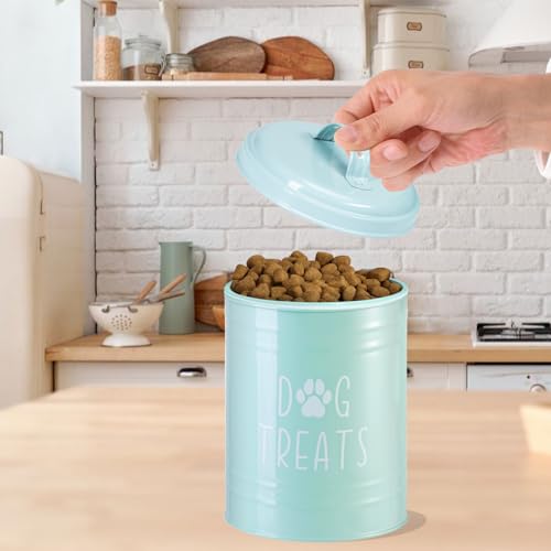 Dog Treat Container Airtight, Dog Treat Jar with Lid - 9x5.5'' Metal Dog Cookie Jar for Farmhouse Kitchen Counter, Green Pet Treat Container, Dog Treat Storage Container for Dogs, Cats - color: Green - Single