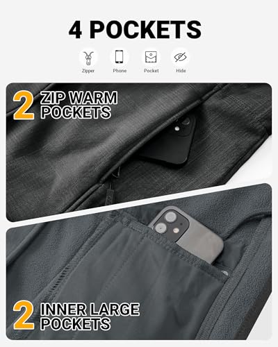 Outdoor Ventures Women's Lightweight Waterproof Fleece Lined Hooded Softshell Rain Jacket, Warm Windbreaker Long Coat - color: Dark Grey-check, size: Large
