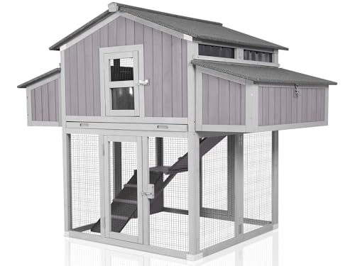 Large Chicken Coop - Unique Folding Design for Easy to Set Up - Chicken House for Outdoor with Two Nesting Box, Leakproof Pull-on Tray, and UV-Resistant Roof Panel