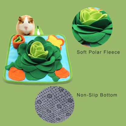 Rabbit Foraging Mat Snuffle Mat for Small Animals Bunny Puzzle Toys Pets Interactive Feeding Mat for Guinea Pigs Hedgehog Chinchilla Puppies (Green) - color: Green