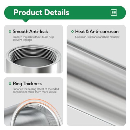 TAISHER 1PCS Stainless Steel Pipe Fittings, 1-1/2" NPT Female x 1-1/2" NPT Female Threaded, 4" Length Nipple Cast Pipe - size: 1-1/2" FNPT 1Pcs