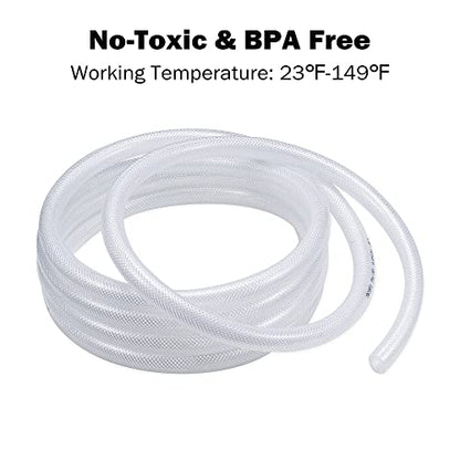 DAVCO 5/8" ID × 10ft Heavy Duty Braided Clear Plastic Vinyl Tubing & Clamp | Flexible High Pressure Reinforced PVC Plastic Tube Hose, Non-toxic, BPA Free, with 2 Stainless Clamps - size: 5/8"ID, style: 10 Feet