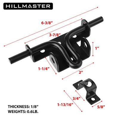 Hillmaster Slide Bolt Gate Latch for Wooden Fence Door Lock With Padlock Hole, Heavy Duty Sliding Lock, Black Barrel Bolt Latches Hardware for Wood Vinyl Fence Barn Shed - size: 1 Pack