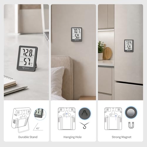 DOQAUS Digital Hygrometer Indoor Thermometer Room Thermometer with 5s Fast Refresh Temperature Humidity Monitor for Bed Room, Baby Room, Basement, Greenhouse, Office (Grey) - color: Grey