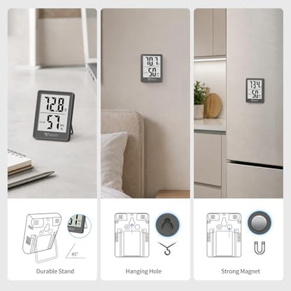 DOQAUS Digital Hygrometer Indoor Thermometer Room Thermometer with 5s Fast Refresh Temperature Humidity Monitor for Bed Room, Baby Room, Basement, Greenhouse, Office (Grey) - color: Grey