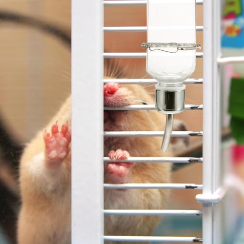 Mipcase Pet Water Feeder 2-Pack Hanging No-Drip Water Dispenser for Small Animals Leak-Proof Rabbit & Guinea Pig Drinking Bottles with Hooks and Springs 2.16X2.04X9.05 Inches - color: Transparent, size: 5.2X5.2X23CM
