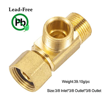 Brass Angle Stop Add-A-TeeValve, 3/8x 3/8x 3/8 (4 Pack) - size: 3/8x 3/8x 3/8 4 Pack Brass
