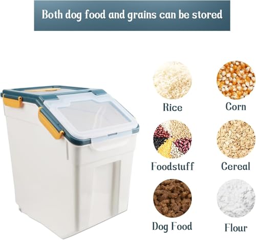 Large Flour Storage Container Bin 25lb,4 Pack Airtight Rice Storage Containers with Wheels Seal Locking Lid BPA Free with Measuring Cup,Scoop for Flour, Rice, Grain, Dry Food - Dark Blue - color: 4Pcs 25LB Blue