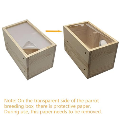 Parakeet Nesting Box Transparent Bird Nest Breeding Box with Perch | 7.87 X 4.72 X 4.72 inch Parrot Mating Box Wood Bird House Aviary for cage (S vertical) - style: S vertical
