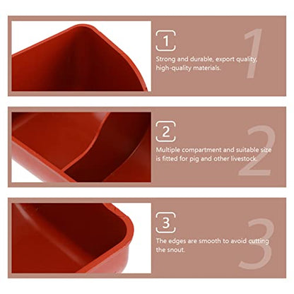 DOITOOL Pig Feeder Trough 4-Compartment Farm Pig Manger Plastic Feed Trough for Dry Wet Food and Water Easy Clean Livestock Feeding Bowl 16.92 X 6.29 X 5.11 in