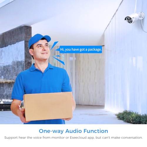 [100ft] Hiseeu Wireless WiFi Security Camera System, Wired Plug-in Powered, Expandable 16CH 4K NVR, 4Pcs 3MP Night Vision Cameras Home Surveillance Outdoor, Motion Detection, 1TB HDD, One-Way Audio - color: White-6