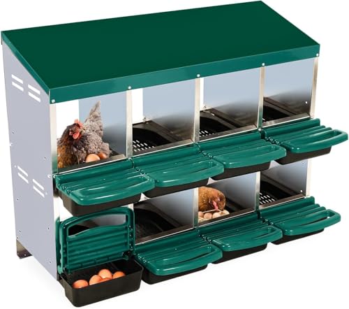Chicken Nesting Boxes,8 Compartment Nesting Boxes for Laying Eggs,Wall Mount Poultry Roll Away Chicken Laying Boxes,Easy Egg Collection,Cleanable Pull Out Hen Roosting Boxes
