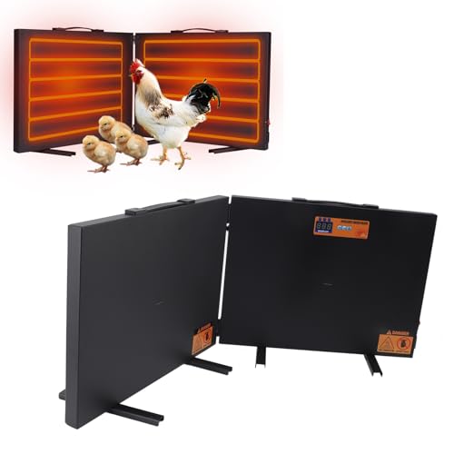 150W Foldable Chicken Coop Heater with 2 Heating Plates, Digital Display, Adjustable Temperature for Pets, Wall Mounted or Standing (L)