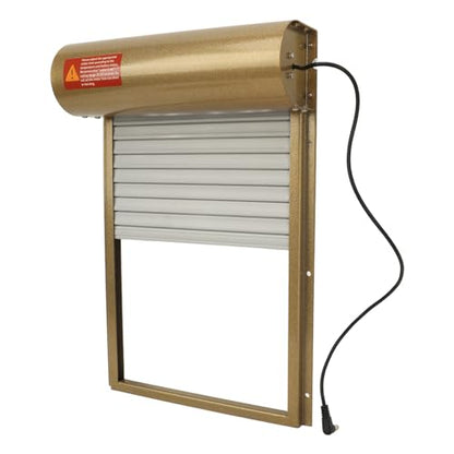 Zerodis Automatic Chicken Coop Door, Solar Powered Opener with Timer Light Sensor HD LED Display, Iron Metal Plastic Frame for Chicken Duck Goose Poultry Safety (Gold) - color: Gold