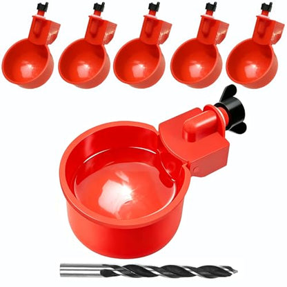 Large Automatic Chicken Waterer Cups, 6pcs Turkey Waterer Feeder for Poultry,Automatic Chicken Watering System, Water Feeder Kit Suitable for Duck, Chicks, Goose, Bunny and Bird