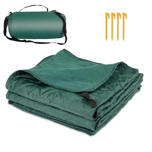 Waterproof Camping Blanket with Fleece Lining 55”X 82”, Large Outdoor Blankets for Camping for Cold Weather, Windproof Stadium Blanket for Sports, Car, Picnic, Adults, Machine Washable, (Green, 1PCS) - color: Fleece-green, size: 55"x 82"