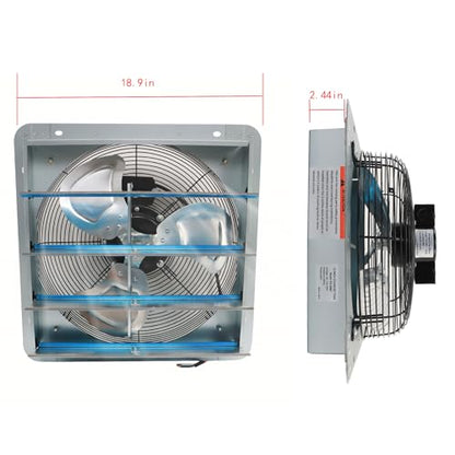 16 inch Shutter Exhaust Fan, Exhaust Fan Wall Mounted, Automatic Aluminum Shutter Suitable for Garages Basement Attic - size: 16 Inch