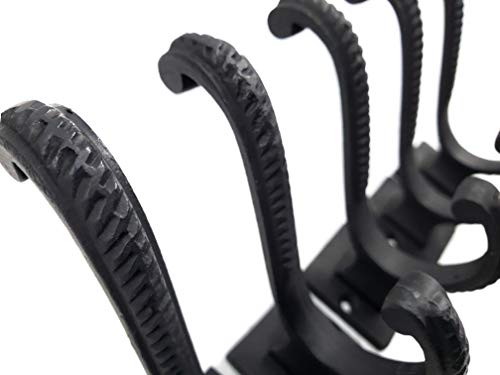 Iron Scroll Coat Hooks - Wall Mounted Rustic Farmhouse Cast Iron DIY Coat Towel Hat Scarf Bag Hook - 5 Pack (Black) - style: Scroll (Black)