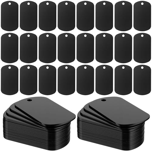 Ferraycle 30 Pieces Aluminum Dog Tags, Blank Discs for DIY Decorative Craft Pet Tags, Metal Stamping, 50 x 29 x 1 Mm, 3 mm Hole (Black) - color: Black