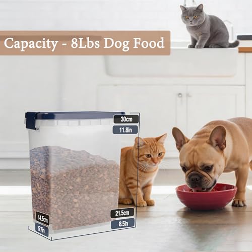 5-10 Lbs Cat Food Storage Container with Scoop - Airtight Dog Food Container - Buckle-Lock Pet Food Container for Dog, Cat, Bird Seed, Chicken, Dry Food Storage Bin Container for Rice, Cereal, Flour
