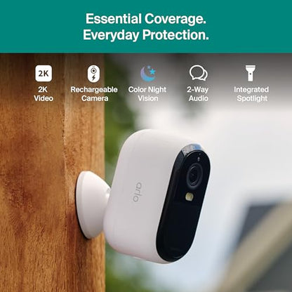 Arlo Essential Security Camera 2K (3rd Gen, 2025 Release) 5 Cam + 6 Months of Secure Plus Plan - Wireless Outdoor Camera, Battery Power, Person Recognition, Package Detection, Animated Preview, White - color: White, size: 5 Cameras, style: Battery Power