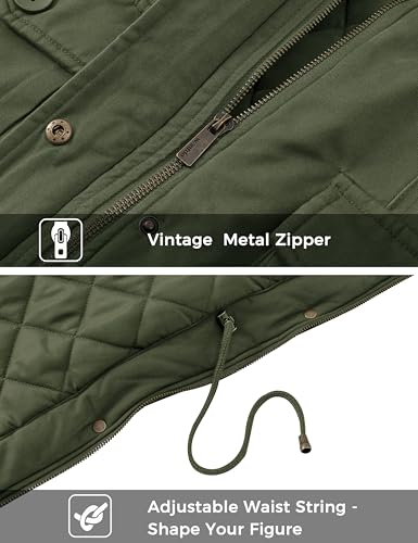wantdo Women's Winter Coat Warm Anorak Parka Cotton Windproof Jacket with Removable Hood - color: Army Green, size: Medium