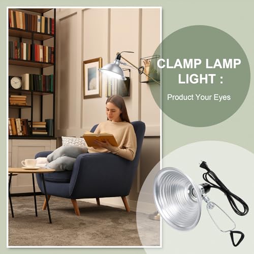 Macarrie 6 Pcs Adjustable Clamp Lamp Light with Aluminum Reflector Up to 150 Watt (No Bulb Included) E26 Socket SPT-2 18awg 6FT Cord (8.5 Inch) - size: 8.5 Inch
