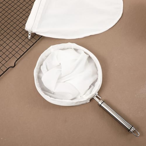 2 PCS Nut Milk Bag Reusable, 12inch x 12inch Fine Mesh Cheese Cloth Bags with Stainless Steel Handle Juice Strainer for Straining