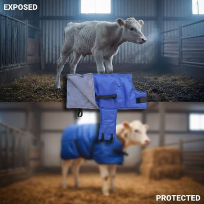 34.3 X 27.6 in Calf Saver Coat, Widened Design, Reflective Stripe Warm Calf Blanket, Windproof Calfs Coat with Soft Lining, Polyester, Abdomen Protection