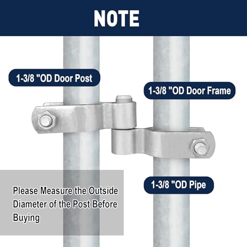 2 Pack Chain Link Gate Hinge Kit for 1-3/8" Pipe - Galvanized Steel No-Weld Kit w/Male & Female Brackets, Bolts & Nuts