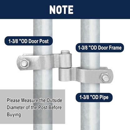 2 Pack Chain Link Gate Hinge Kit for 1-3/8" Pipe - Galvanized Steel No-Weld Kit w/Male & Female Brackets, Bolts & Nuts