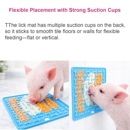 3Pcs Pig Enrichment Toys, Silicone Lick Mat for Mini Pigs with Spatula, Suction Cup Slow Feeder Enrichment Mat for Powder Slurry, Soft Food & Pellets, Toy for Mini Pigs.