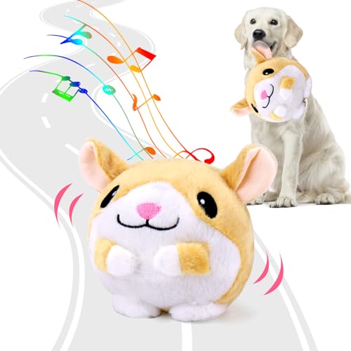 BABORUI Interactive Dog Toys Hamster, Jumping Squeaky Dog Toys with Recording and Music Modes, Rechargeable Moving Dog Chew Toys for Small/Medium/Large Dogs to Keep Them Busy - color: Hamster
