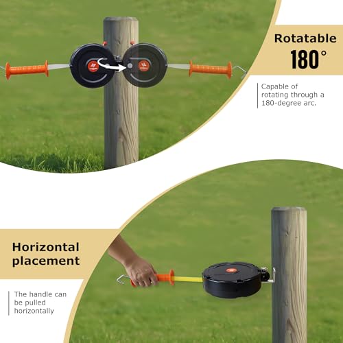 Electric Fence Gate Handle, Retractable Electric Fence Door Handle Built in 20mm Electric Fence Poly Tapes, Length 18m, Gate Connector | Retractable Electric Fence Door Handle Length 18m, Gate Connector - size: Tape Gate Handle - 18M