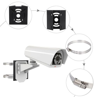 Sumnacon Camera Pole Mount Bracket,Stainless Steel Pole Mount Adapter Brackets with Loops,Camera Mount Bracket for Pole Post,Universal Pole Mount Brackets for CCTV Security Cameras Ptz Dome,Black - color: Black