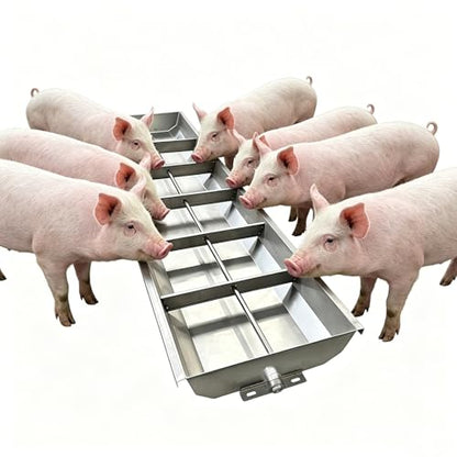 8 12 Holes Two-way Multi-compartment Pig Feeder, Large Capacity Floor Mounted Livestock Water Trough, Large Heavy Duty Feeder Trough(L200cm/78.7"(12 Slots)) - size: L200cm/78.7"(12 Slots)