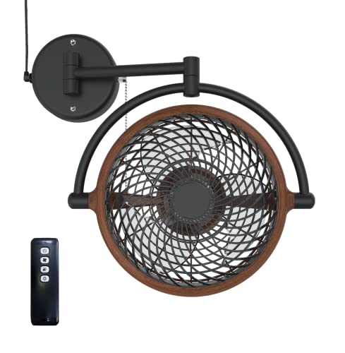 Vento VIVI-DC 10 In. Wall Mount Swivel fan with Folding Arm (Walnut) - color: Walnut