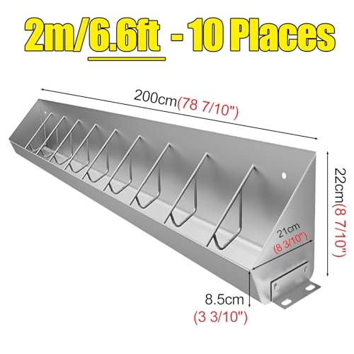 Heavy-Duty Stainless Steel Pig Feed Trough for Mini Pigs & Boars, 2m/6.6ft Hog Food Feeder with Divider Bar, Ideal for Livestock, Poultry, and Home Use,2m/6.6ft 10bit - color: 2m/6.6ft 10bit