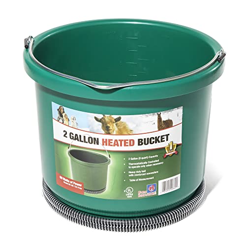 Farm Innovators HB-60 9 Quart 2 Gallon 60 Watt Plastic Heated Bucket with Built in Thermostat, Green - color: Single, size: 2 Gallon