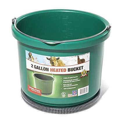 Farm Innovators HB-60 9 Quart 2 Gallon 60 Watt Plastic Heated Bucket with Built in Thermostat, Green - color: Single, size: 2 Gallon