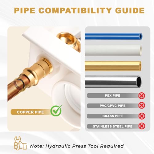 Press Washing Machine Outlet Box with Center Drain, 1/2 Inch Press x 3/4 Inch MHT with Copper Press Connections, Washer Faucet Recessed Box, Press Tool Required for Washer Box - color: PRESS/Regular