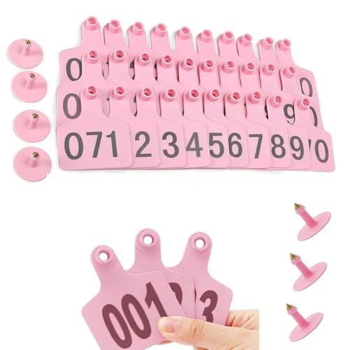 Cattle Cow Ear Tags Numbered Livestock Identifcation Ear Tags for Cattle Cow Horse Pig Goat Sheep Farm Animal (001 to 1000) Pink 501-600 - color: Pink, size: 501-600